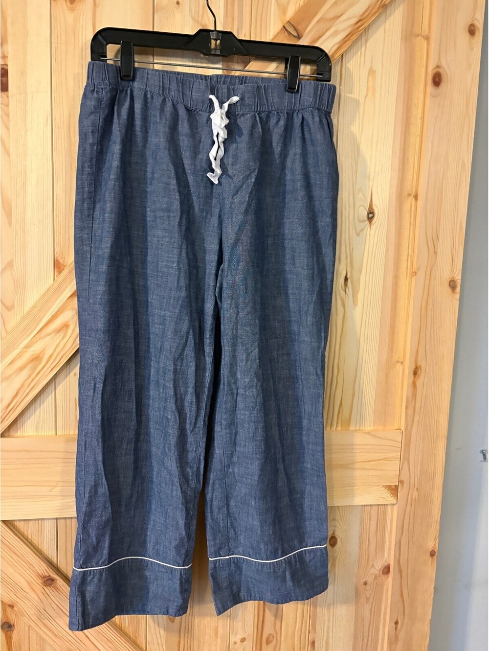 Lands' End Casual Blue Drawstring 100% Cotton Capri Pants Size Small 6-8